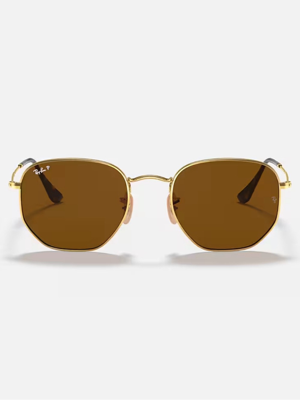 Ray-Ban Polarized Hexagonal Flat Lenses Sunglasses with Brown Lenses
